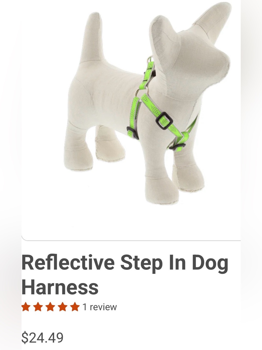 Reflective Step-In Dog Harness - Neon Green Lupine 12-18 inch